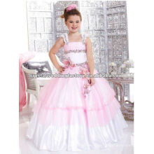 Nova chegada bordou o vestido feito sob medida feito sob medida rosa feito sob medida rosa feminino da menina de flor CWFaf4645